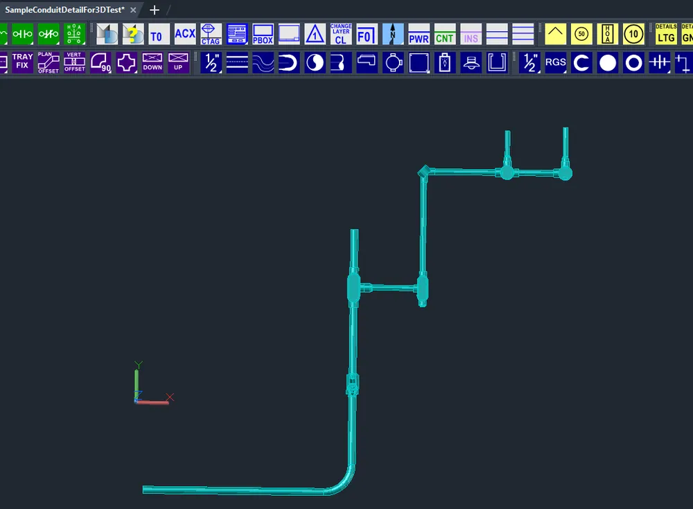 The same conduit run modeled in 3D by MED